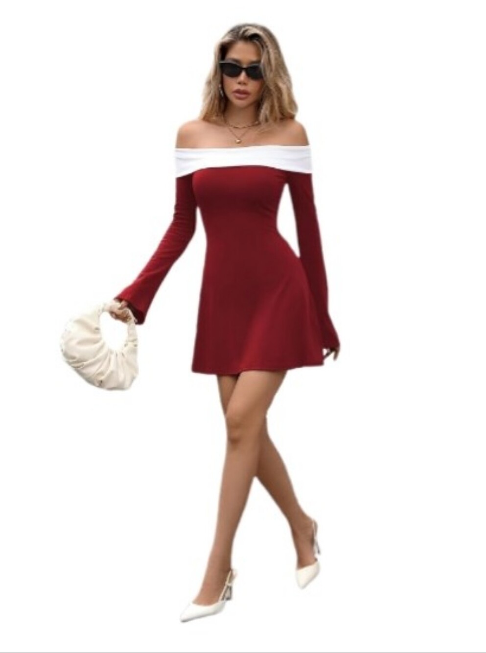 Commense Long Sleeve Off Shoulder Mini Dress Size Small NWT